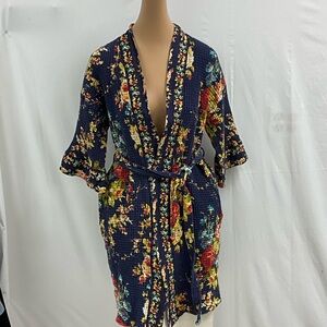 April Cornell Floral Robe in Navy and Multicolor